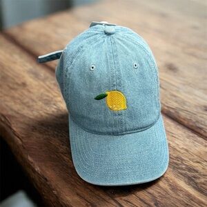 NWT Blue Denim Cap with Lemon Embroidery